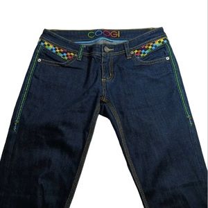 Vintage Coogie Jeans Straight Leg Low Rise Embroidered Pockets Women's Size 9/10